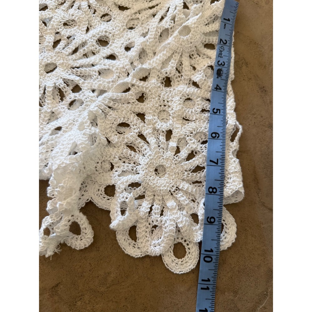 4our Dreamers Womens White Cotton Floral Crochet Lace Boho Shift Dress M NEW - Picture 10 of 10